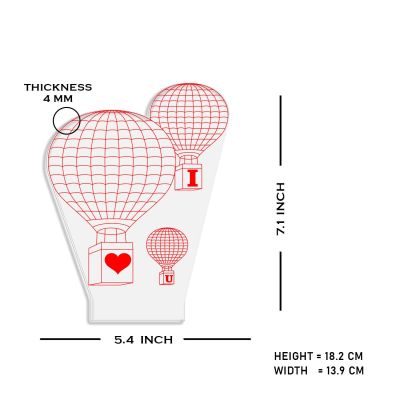 3D Illusion I love U air Balloon Acrylic Led Night lamp Warm White Colour  Kids Room Decor Light